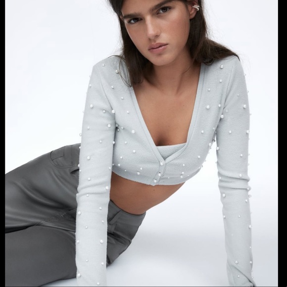 Zara Pearl Cropped Cardigan - Picture 5 of 5